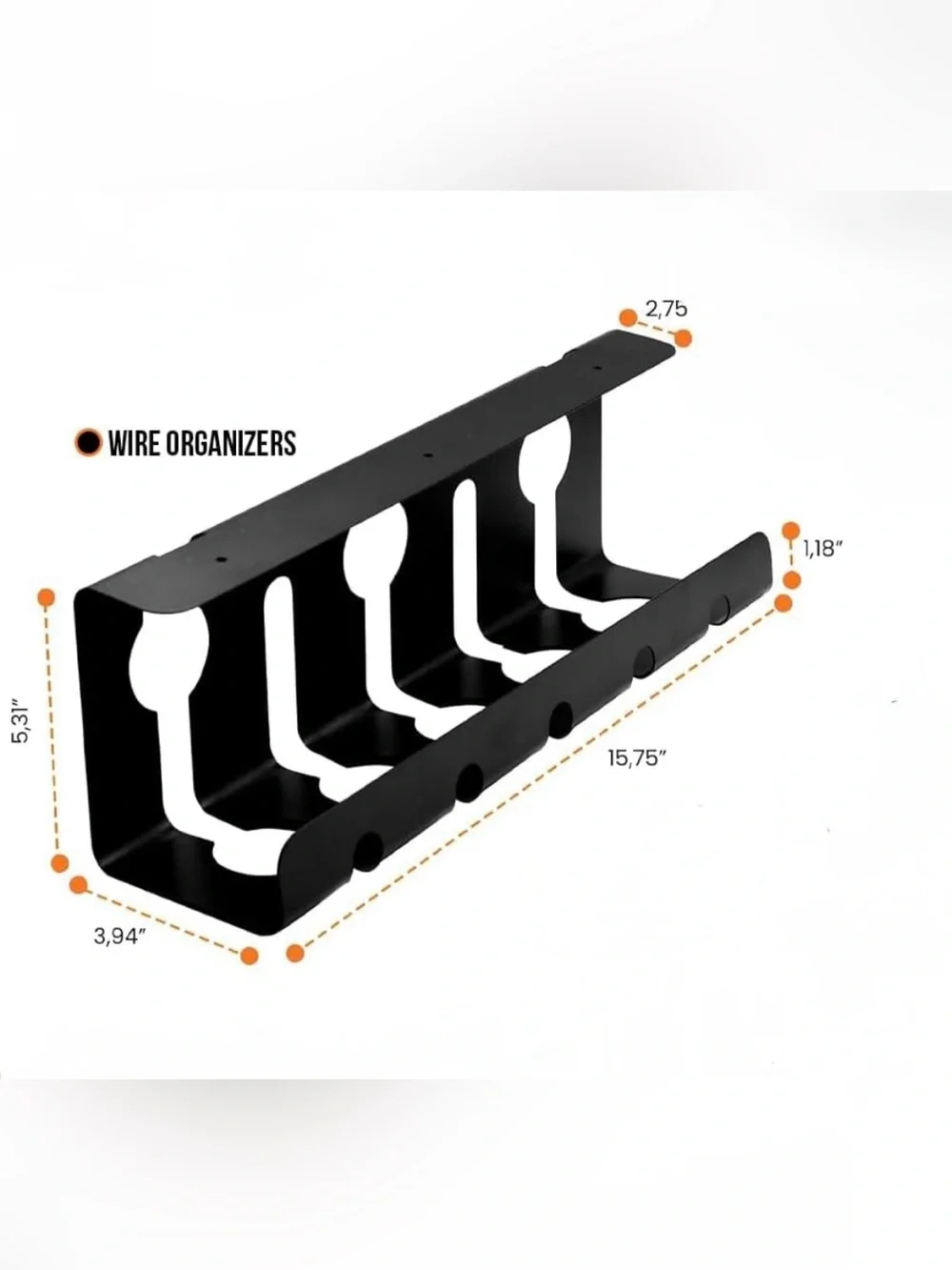 15.75” Under Desk Cable Management Tray Wire Organizer Basket Storage Black NEW